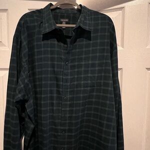 Van Heusen 4XL Green and White Plaid Dress Shirt